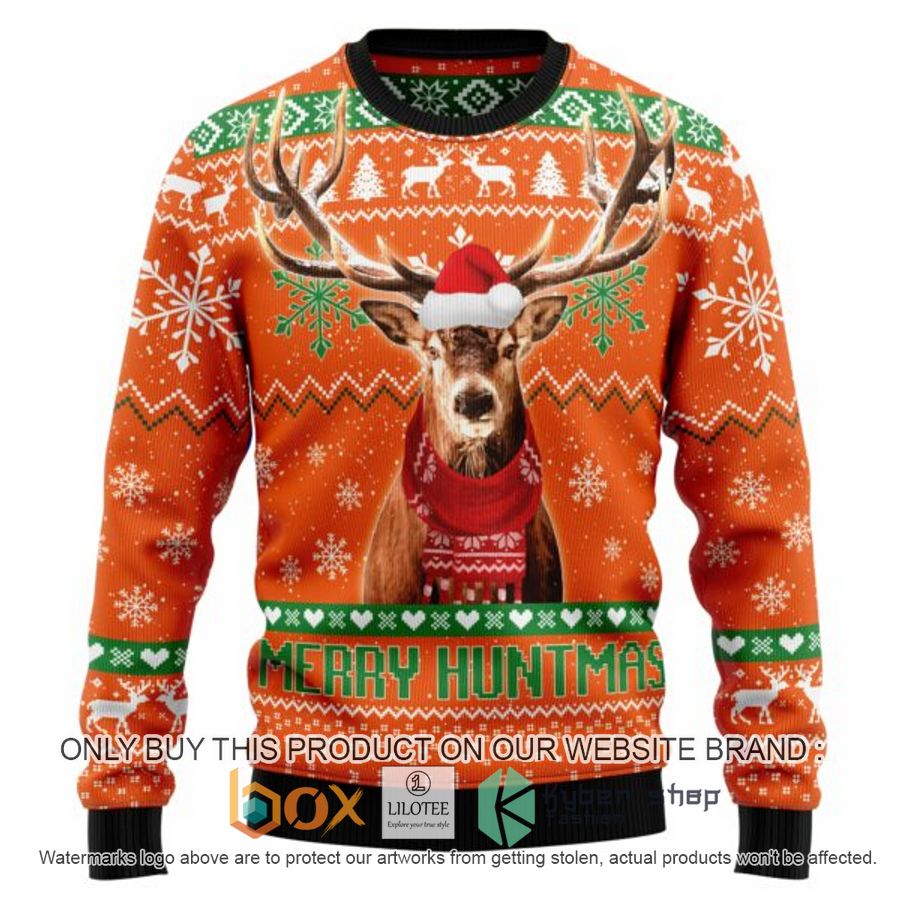 deer merry huntmas ugly christmas sweatshirt 1 63990