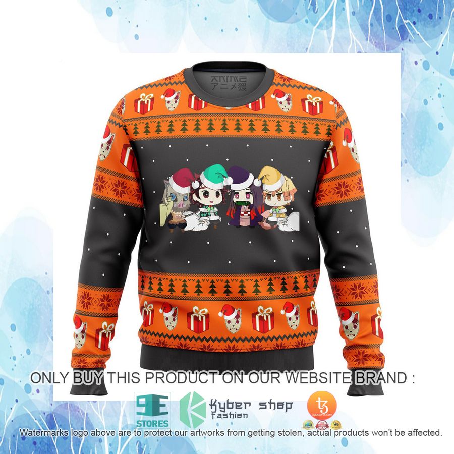 HOT Demon Slayer Chibi Ugly Christmas Sweater 4 demon slayer chibi knitted wool sweater 4 75718