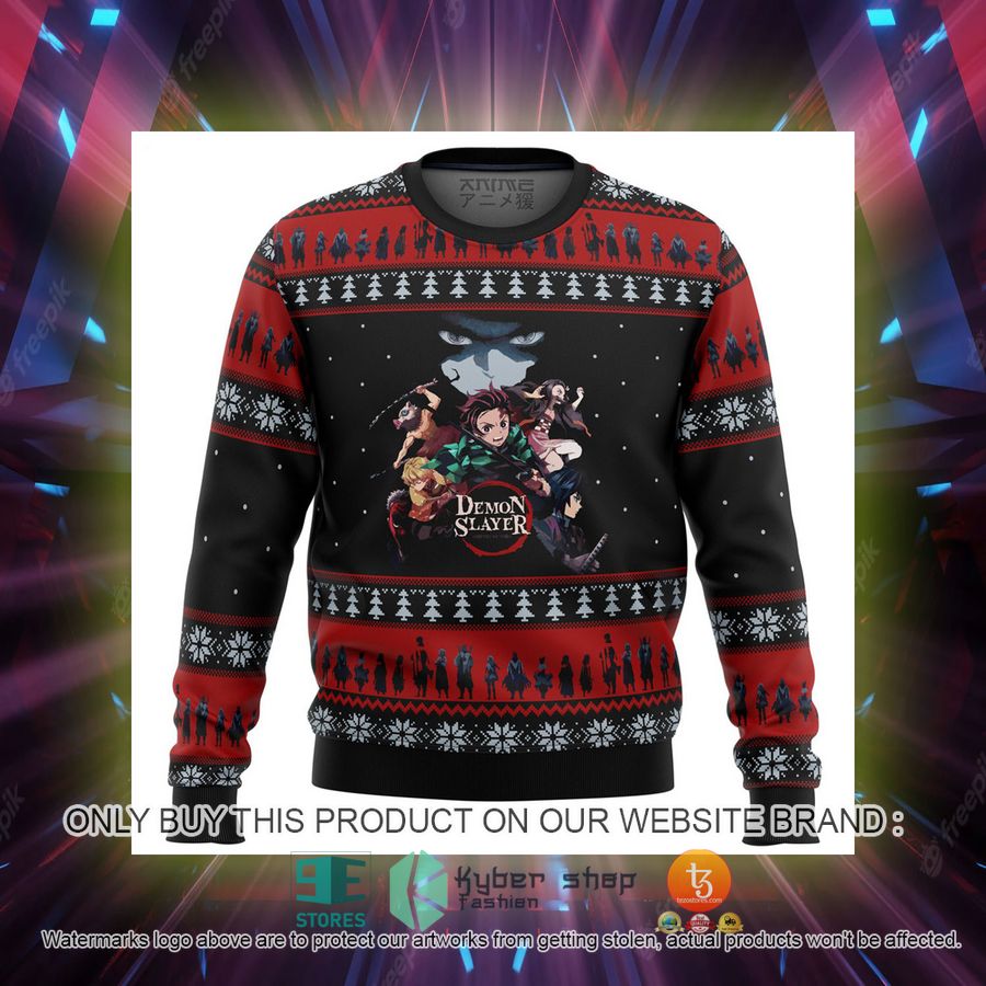 demon slayer poster knitted wool sweater 2 33340