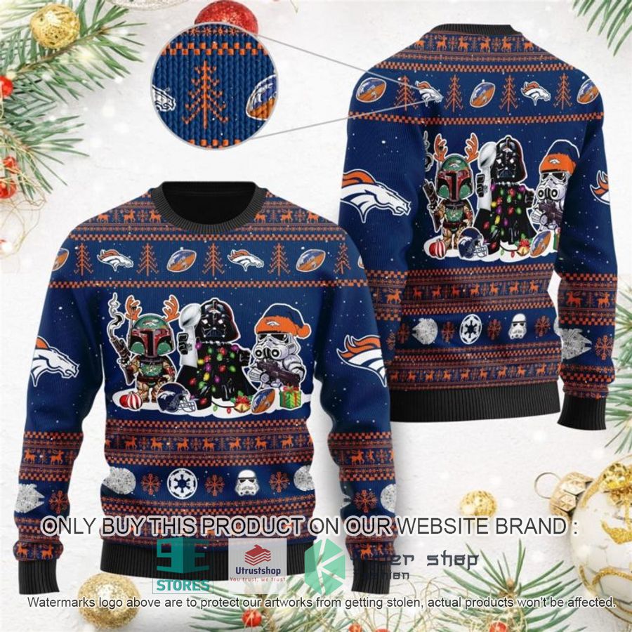 denver broncos darth vader boba fett stormtrooper ugly christmas sweater 1 39683