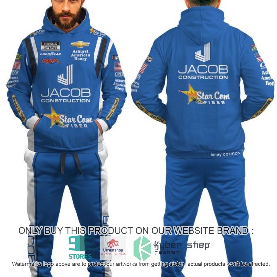 derrike cope nascar 2022 blue hoodie pants 1 77490