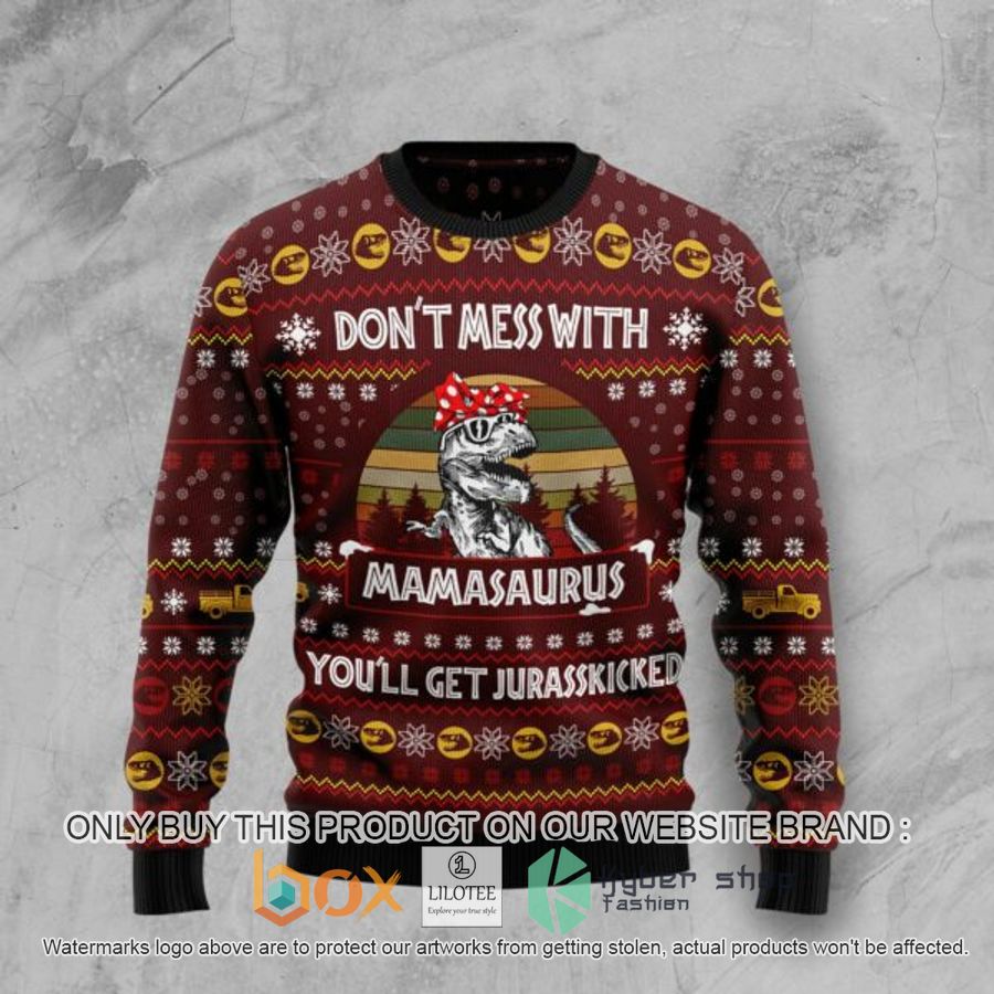 dinosaur mom ugly christmas sweatshirt 1 73208