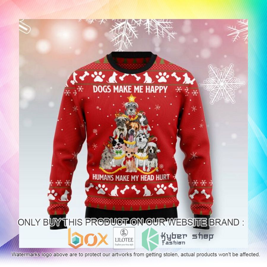 dogs make me happy ugly christmas sweatshirt 2 10766
