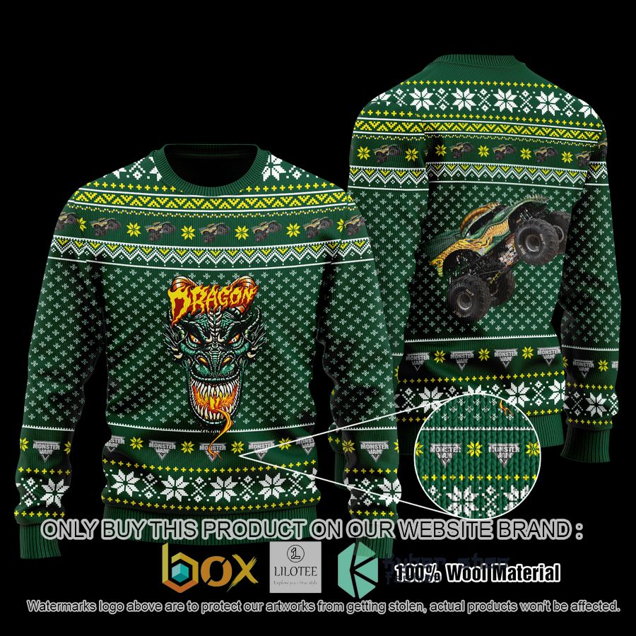 dragon monster truck green wool sweater 1 83208