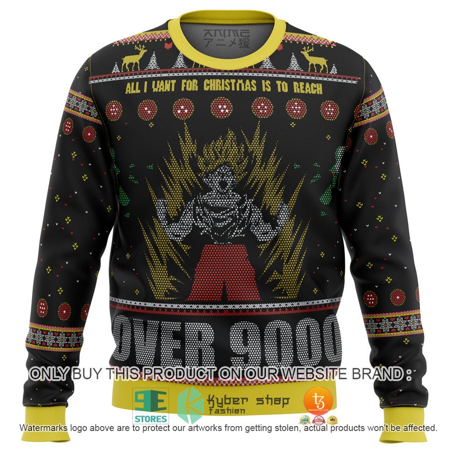 HOT Dragonball Z Goku Over 9000 Ugly Christmas Sweater 8 dragonball z goku over 9000 knitted wool sweater 1 23172