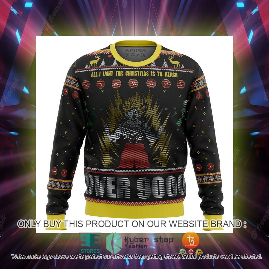 dragonball z goku over 9000 knitted wool sweater 2 46968