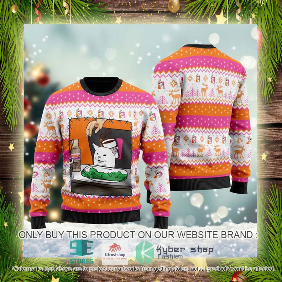 NEW Dunkin Donuts Cat Meme Christmas Ugly Sweater 4 dunkin donuts cat meme ugly christmas sweater 4 95397