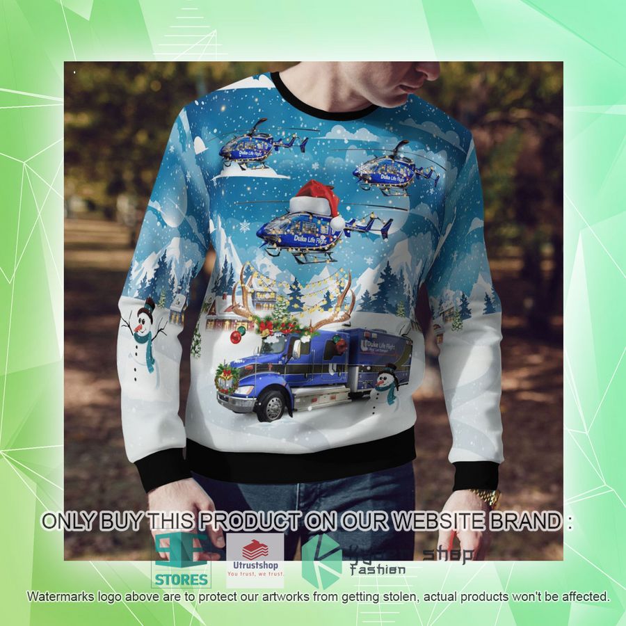 NEW Durham North Carolina Duke Life Flight Ambulance And EC-145 Helicopter Christmas Sweater 10 durham north carolina duke life flight ambulance and ec 145 helicopter christmas sweater 10 92874
