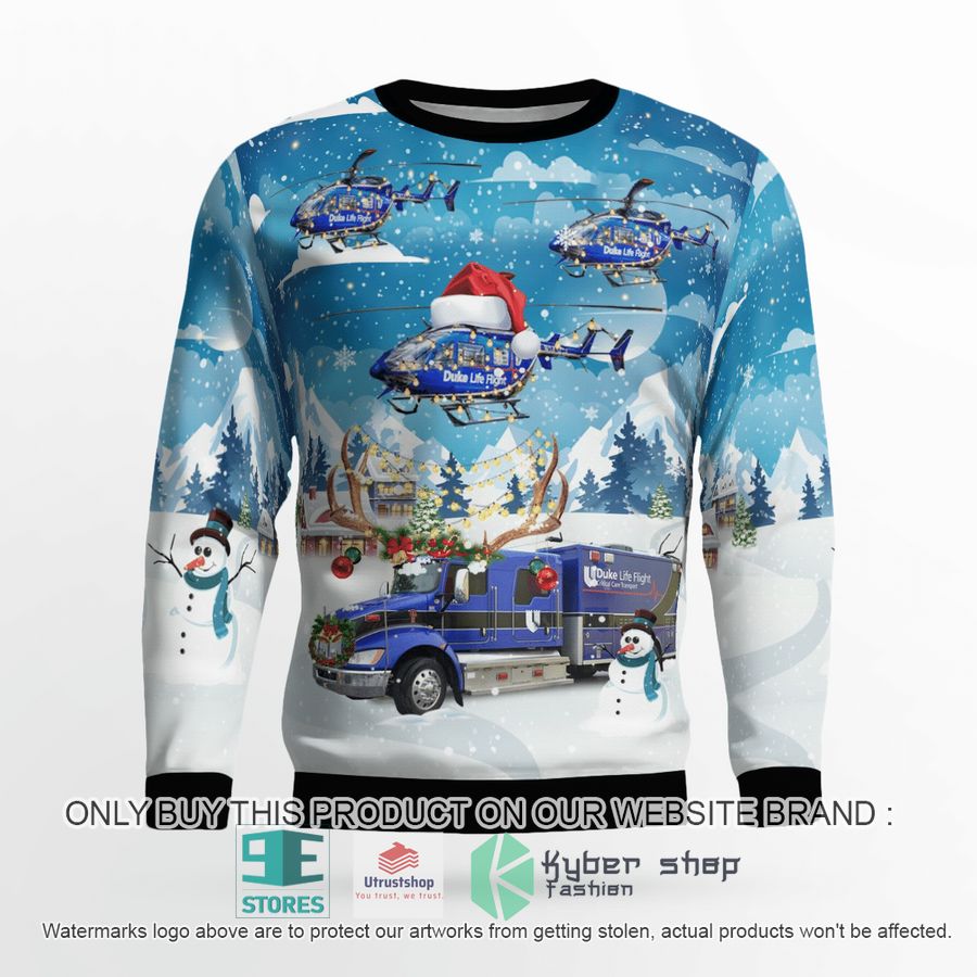 durham north carolina duke life flight ambulance and ec 145 helicopter christmas sweater 2 28177