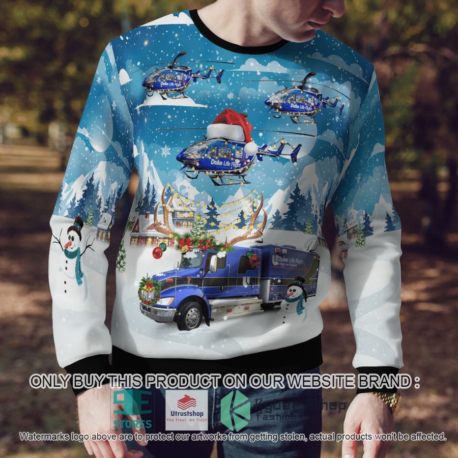 NEW Durham North Carolina Duke Life Flight Ambulance And EC-145 Helicopter Christmas Sweater 4 durham north carolina duke life flight ambulance and ec 145 helicopter christmas sweater 4 68609