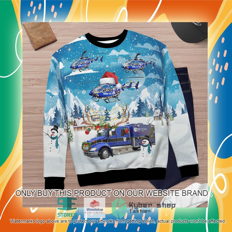 NEW Durham North Carolina Duke Life Flight Ambulance And EC-145 Helicopter Christmas Sweater 7 durham north carolina duke life flight ambulance and ec 145 helicopter christmas sweater 7 91692