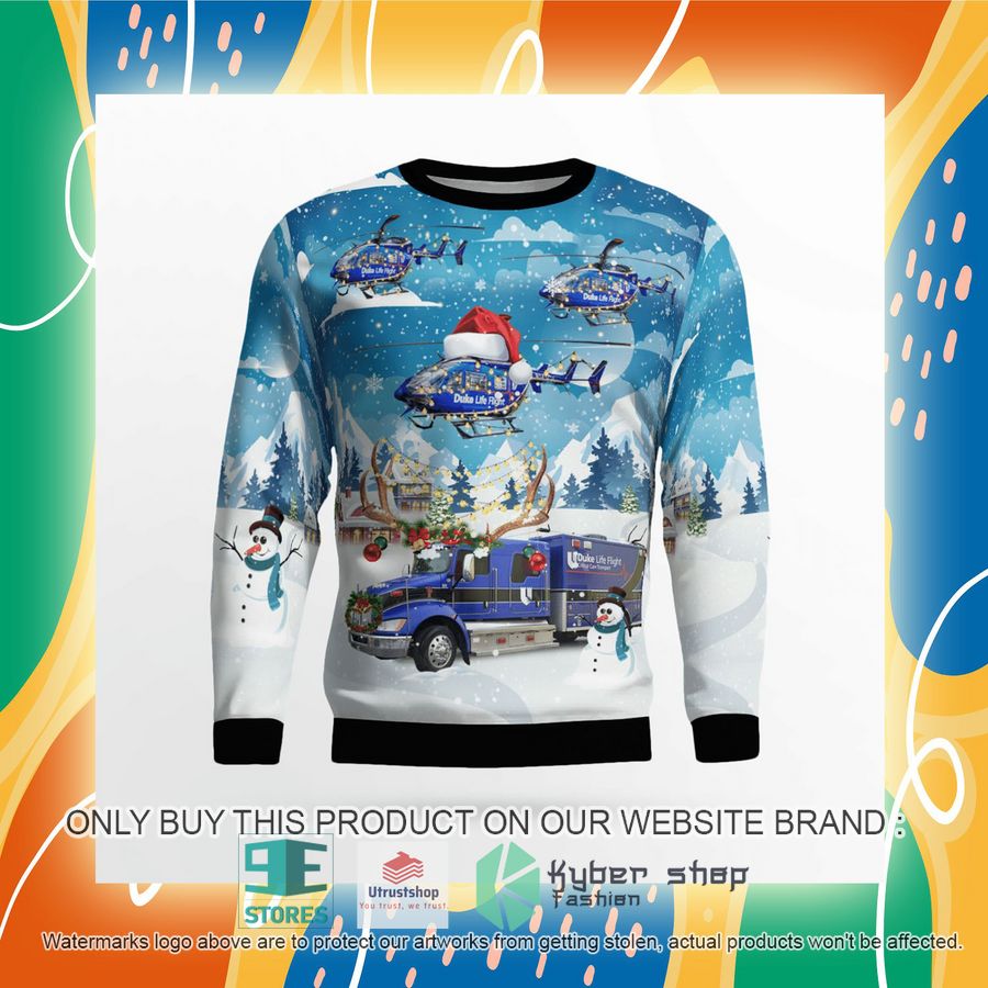 NEW Durham North Carolina Duke Life Flight Ambulance And EC-145 Helicopter Christmas Sweater 8 durham north carolina duke life flight ambulance and ec 145 helicopter christmas sweater 8 32474
