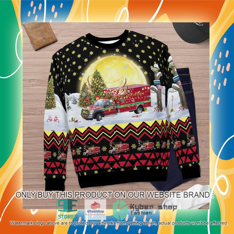 NEW Edina MN Fire Paramedic Ambulance M92 Christmas Sweater 7 edina mn fire paramedic ambulance m92 christmas sweater 7 50666