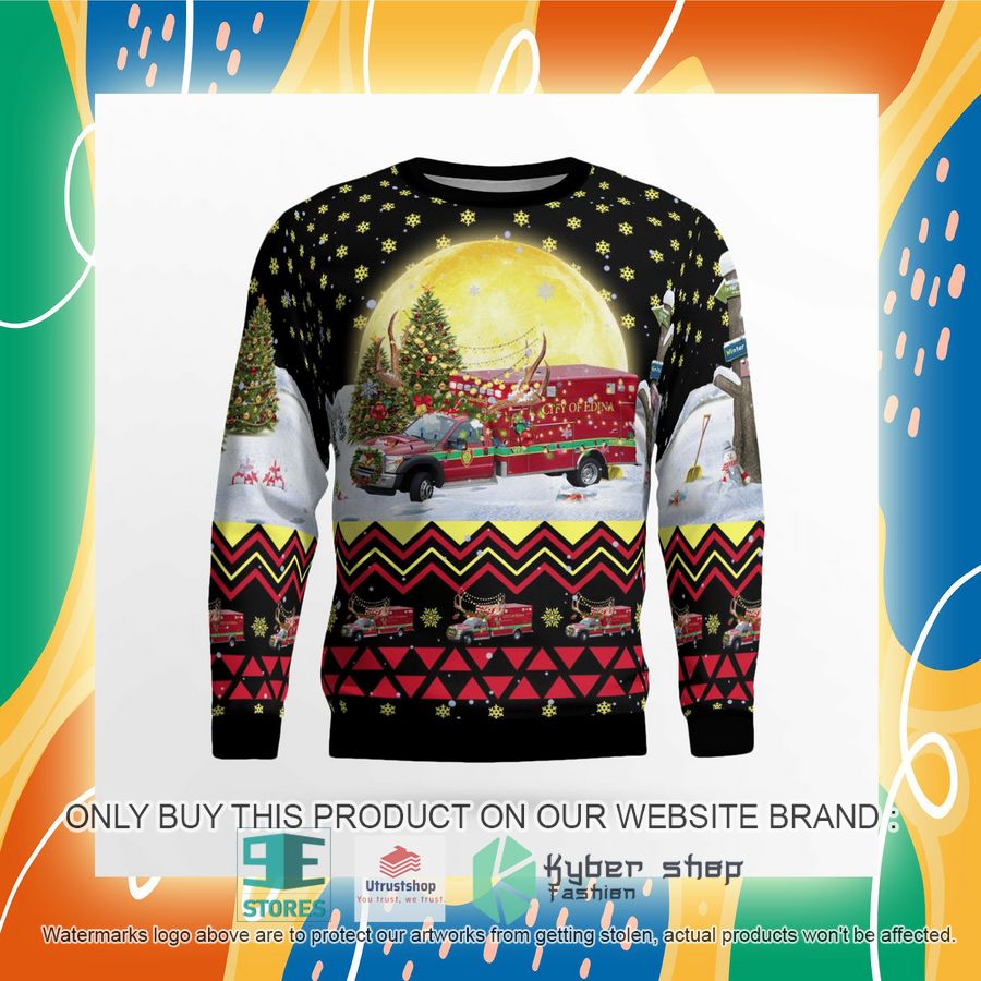 NEW Edina MN Fire Paramedic Ambulance M92 Christmas Sweater 8 edina mn fire paramedic ambulance m92 christmas sweater 8 21228