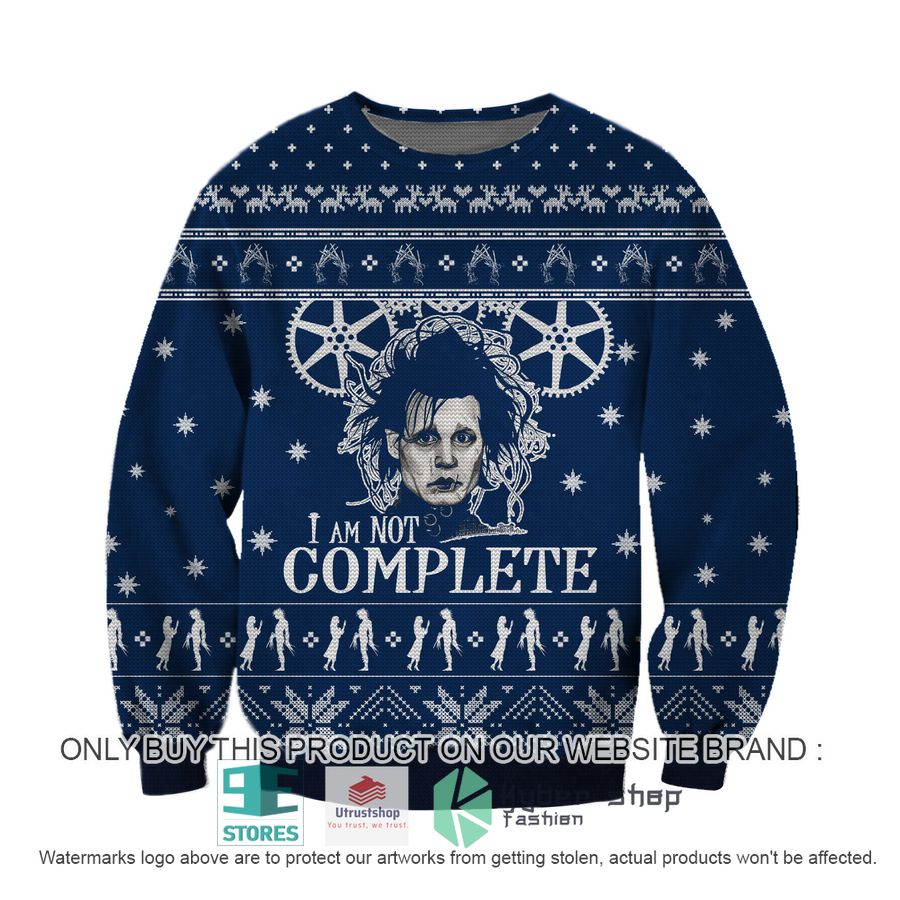 NEW Edward Scissorhands I Am Not Complete Ugly Christmas Sweatshirt 2 edward scissorhands i am not complete ugly christmas sweater 2 48032