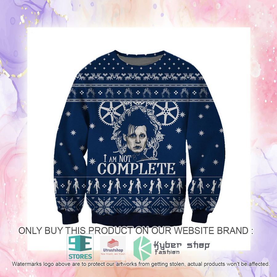NEW Edward Scissorhands I Am Not Complete Ugly Christmas Sweatshirt 4 edward scissorhands i am not complete ugly christmas sweater 4 95862