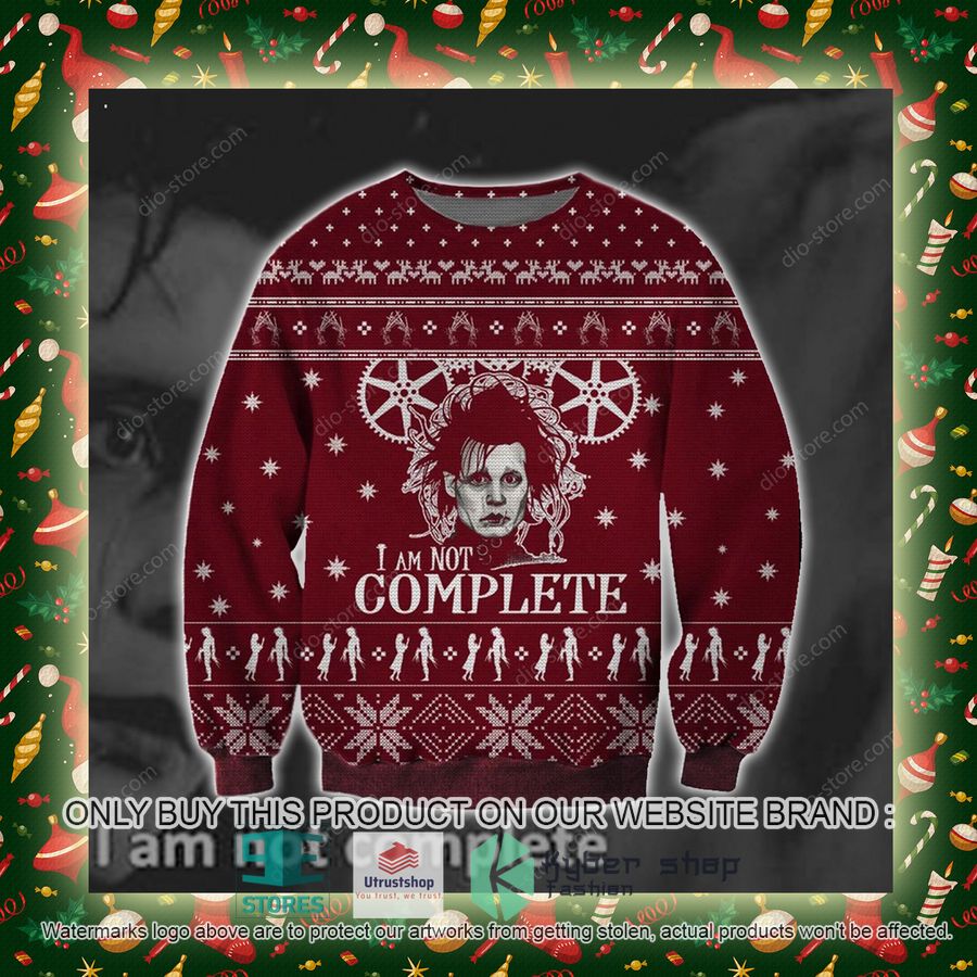 NEW Edward Scissorhands I Am Not Complete Ugly Christmas Sweatshirt 5 edward scissorhands i am not complete ugly christmas sweater 5 90308