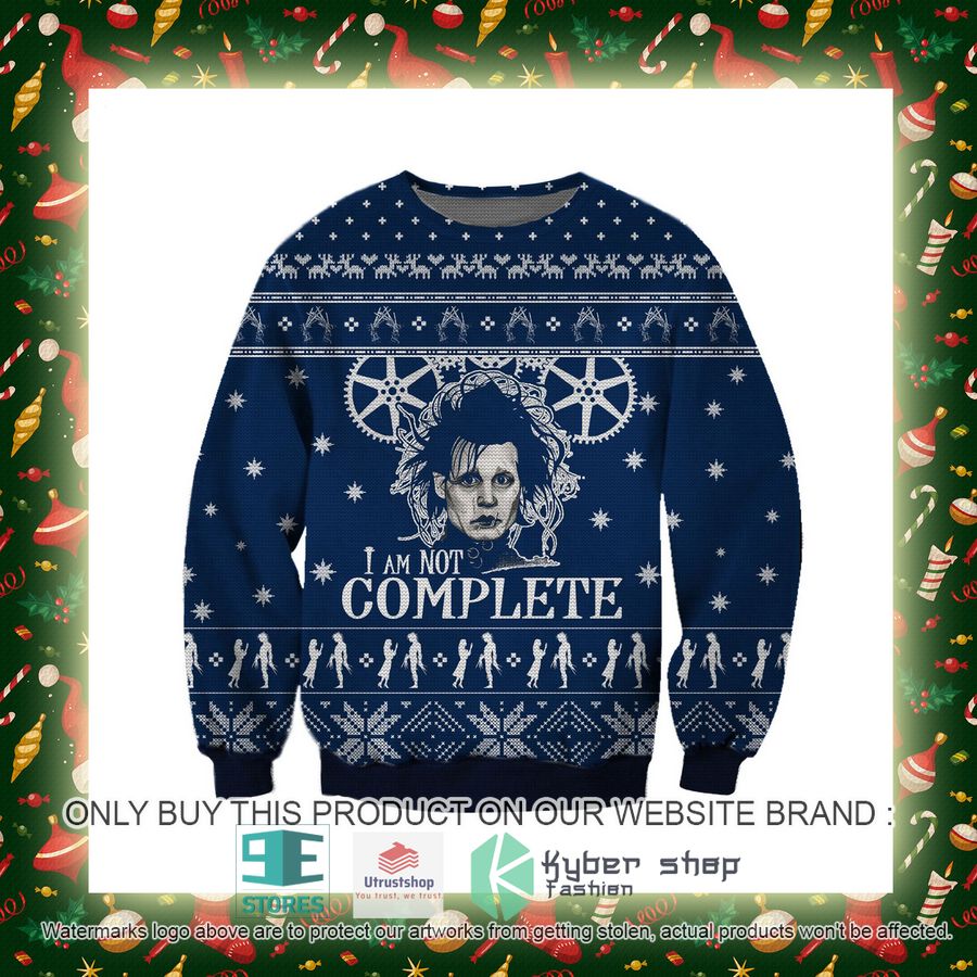 NEW Edward Scissorhands I Am Not Complete Ugly Christmas Sweatshirt 6 edward scissorhands i am not complete ugly christmas sweater 6 49215