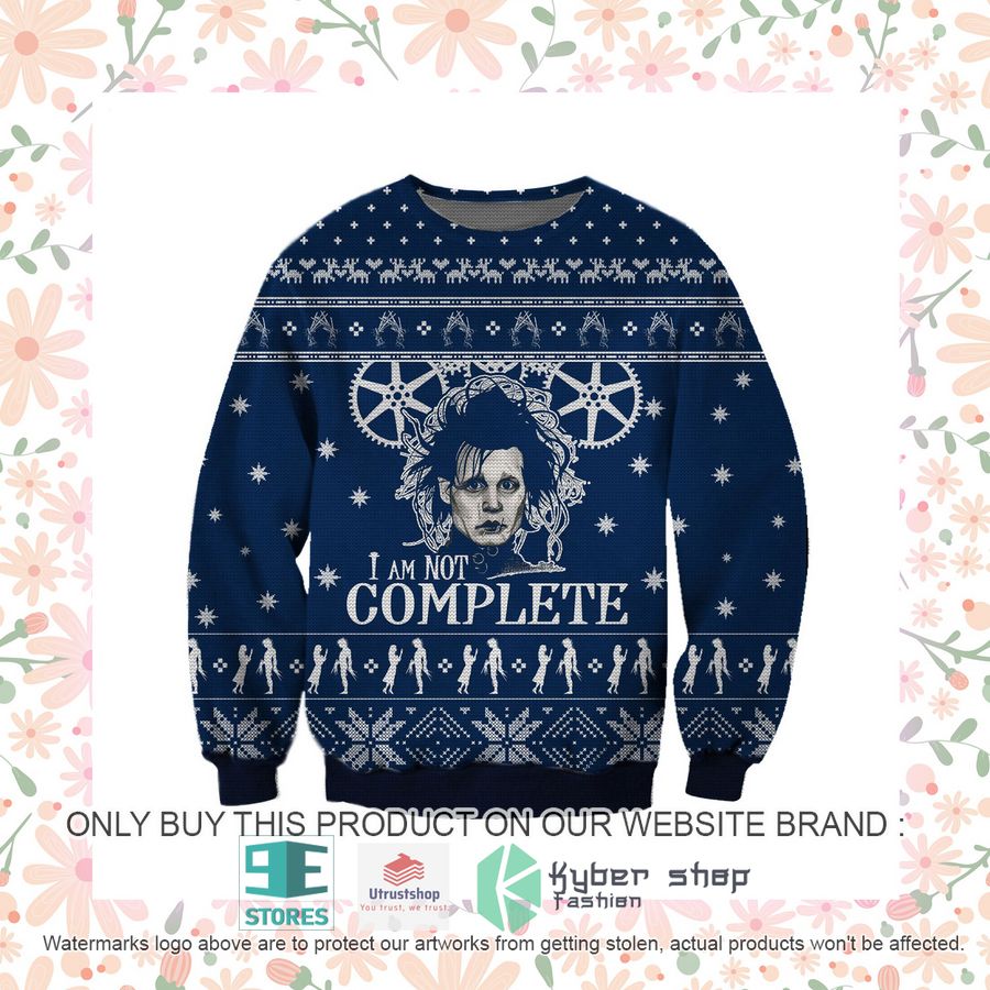 NEW Edward Scissorhands I Am Not Complete Ugly Christmas Sweatshirt 8 edward scissorhands i am not complete ugly christmas sweater 8 75924