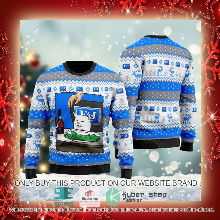 NEW E&J Brandy Cat Meme Christmas Ugly Sweater 3 ej brandy cat meme ugly christmas sweater 3 38179