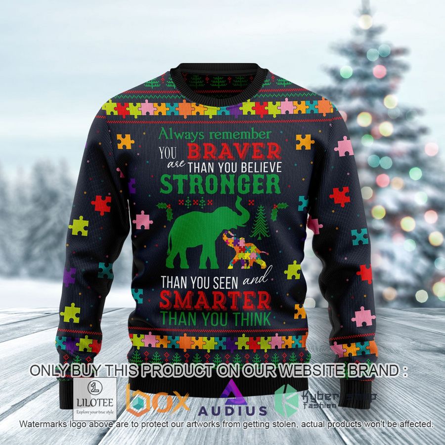 elephant autism awareness ugly christmas sweater 1 98092