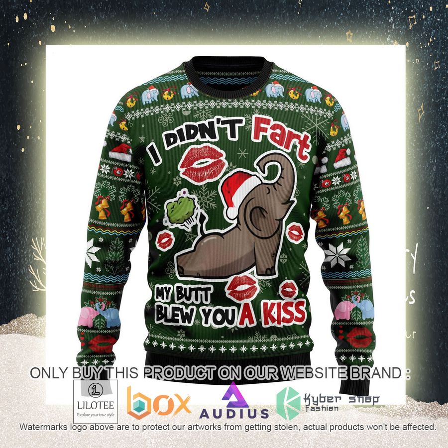 Elephant I Didnt Fart My Butt Blew You A Kiss Ugly Christmas Sweater 10 elephant i didnt fart my butt blew you a kiss ugly christmas sweater 10 37920