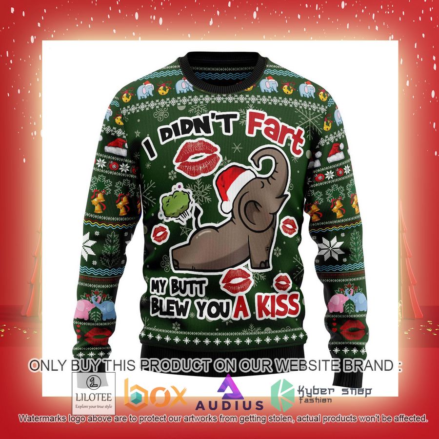 Elephant I Didnt Fart My Butt Blew You A Kiss Ugly Christmas Sweater 12 elephant i didnt fart my butt blew you a kiss ugly christmas sweater 12 48010