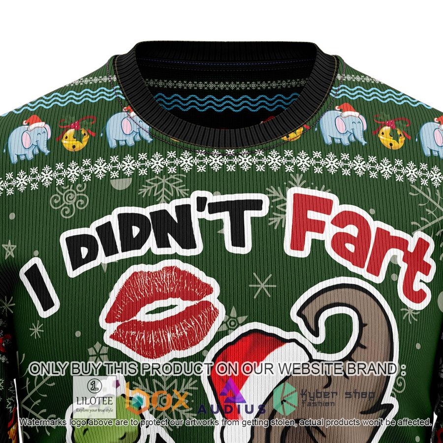elephant i didnt fart my butt blew you a kiss ugly christmas sweater 2 60138