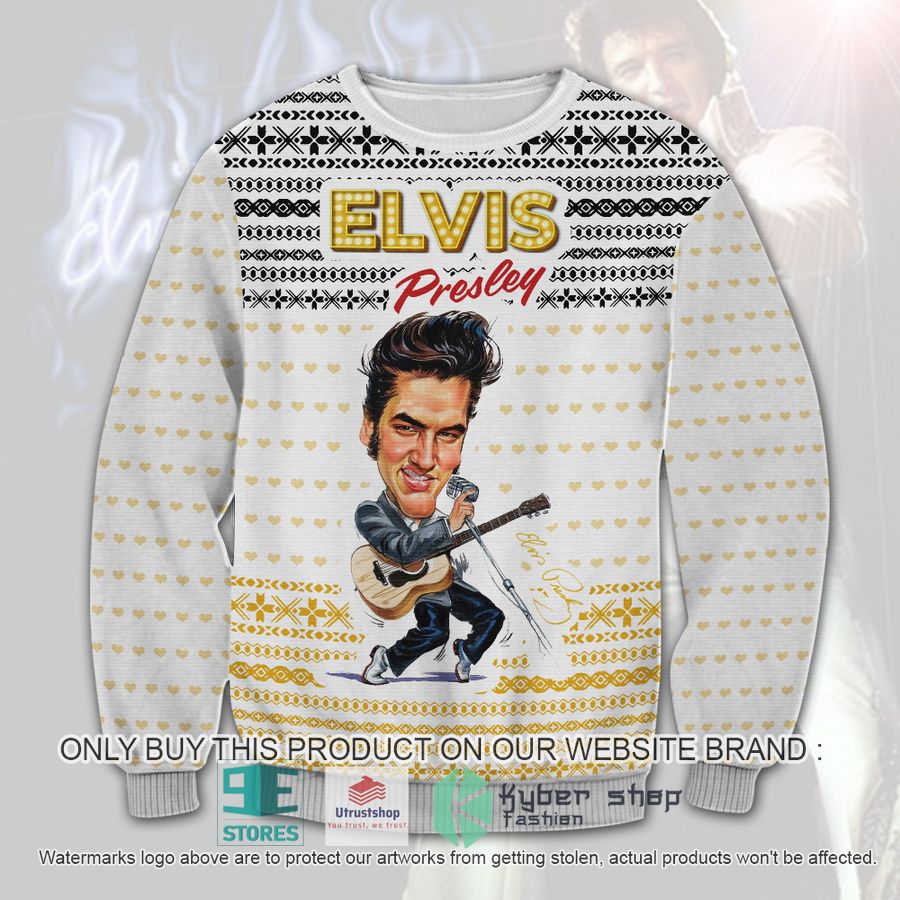NEW Elvis Presley white Ugly Sweater 9 elvis presley white ugly christmas sweater 1 69085
