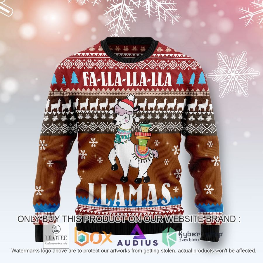 fa lla lla llamas ugly christmas sweater 1 24305