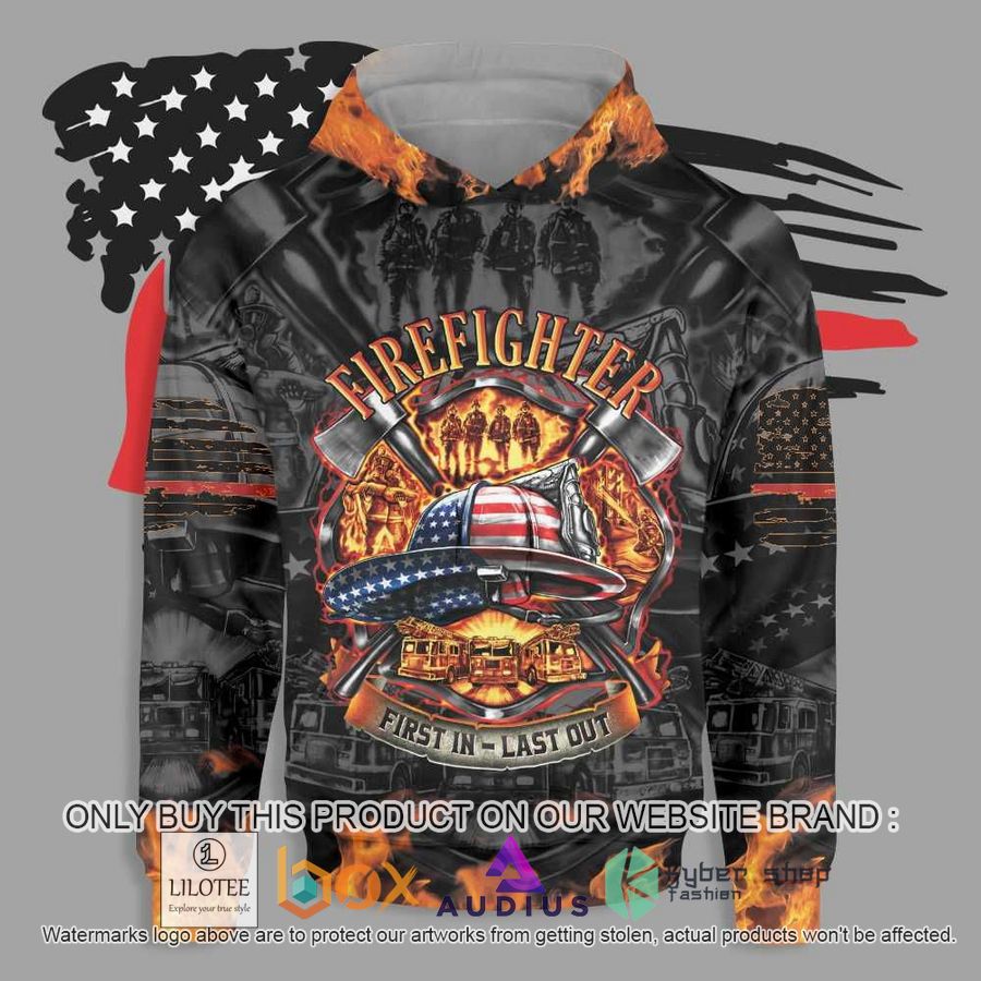 firefighter logo first in last out 3d hoodie 1 36421