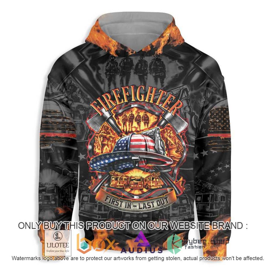 firefighter logo first in last out 3d hoodie 2 47191