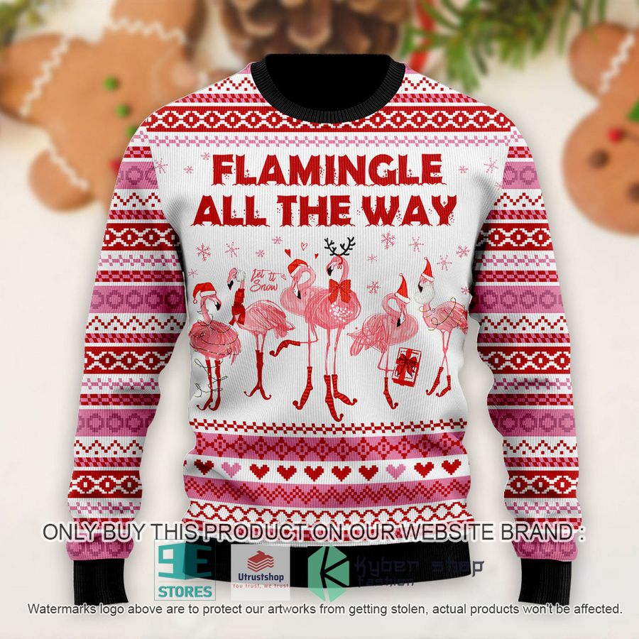 NEW Flamingle All The Way Ugly Sweater 3 flamingle all the way ugly christmas sweater 1 77199