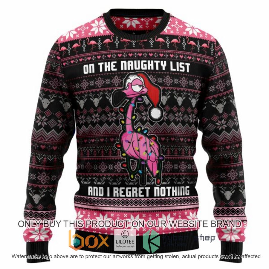 flamingo naughty list ugly christmas sweatshirt 1 44737