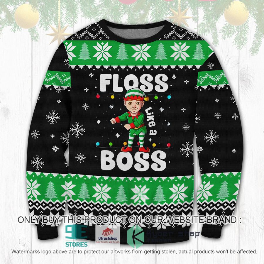 floss like a boss black green ugly christmas sweater 1 37645