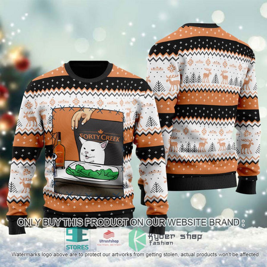 forty creek whisky cat meme ugly christmas sweater 1 9671