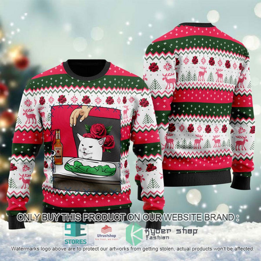 four roses bourbon cat meme ugly christmas sweater 1 63632