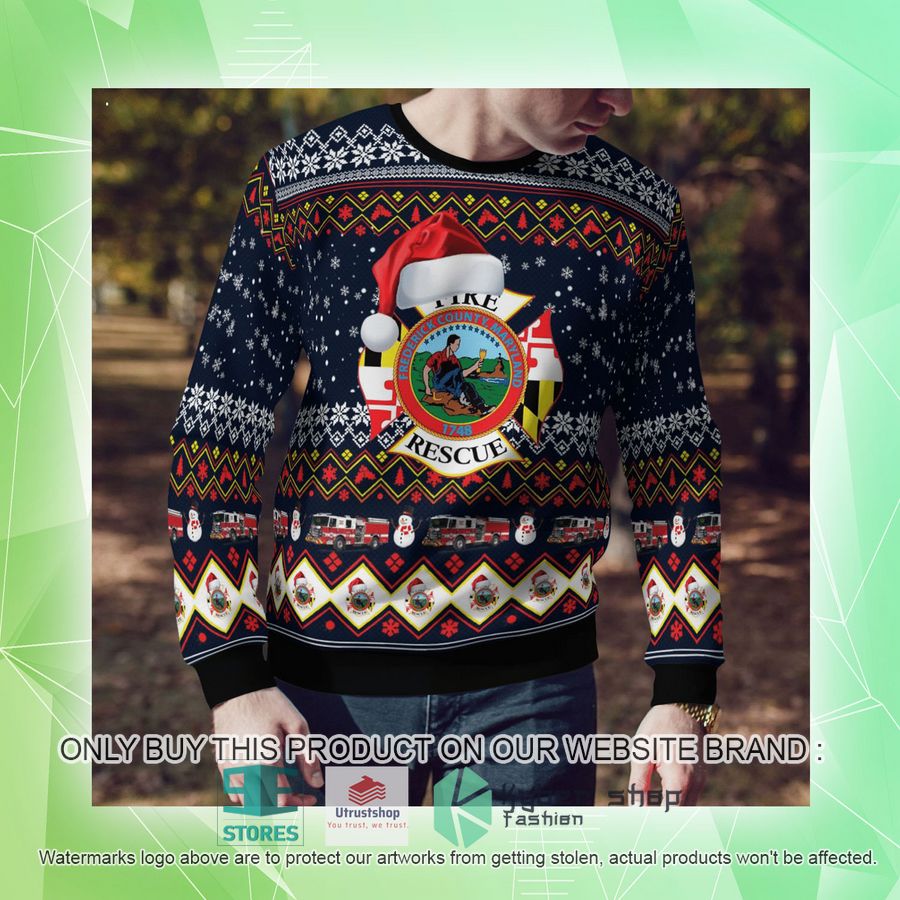 NEW Frederick County MD Fire & Rescue Christmas Sweater 10 frederick county md fire rescue christmas sweater 10 1849