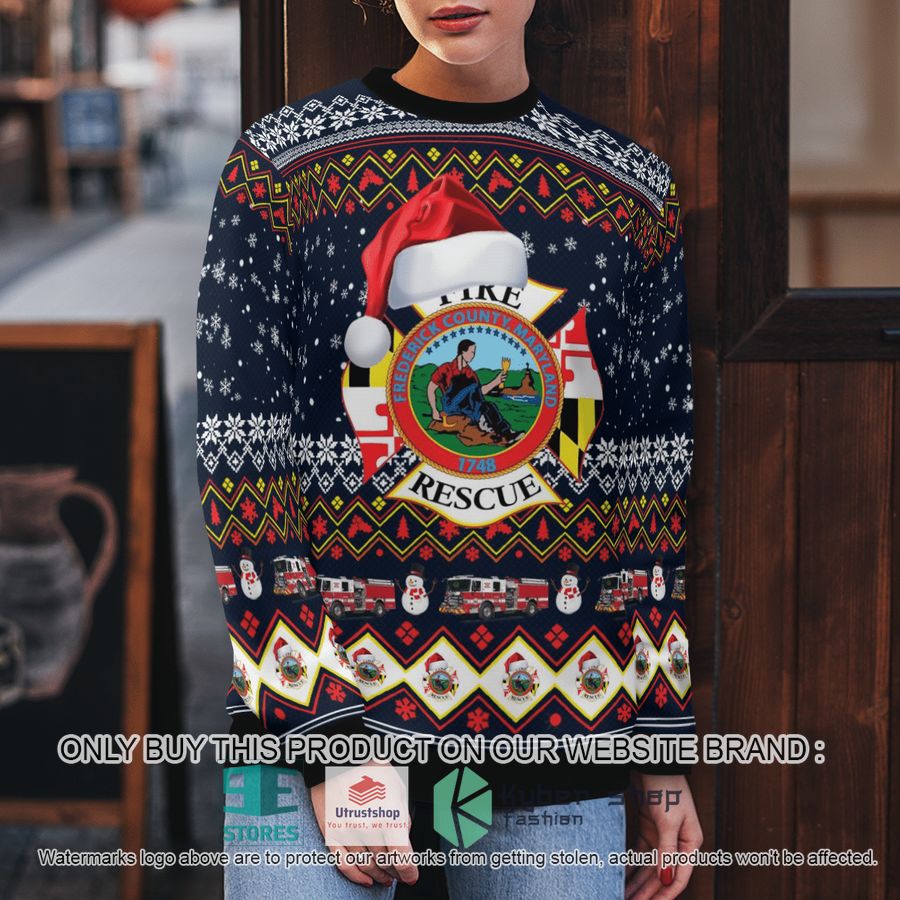 NEW Frederick County MD Fire & Rescue Christmas Sweater 5 frederick county md fire rescue christmas sweater 5 59237
