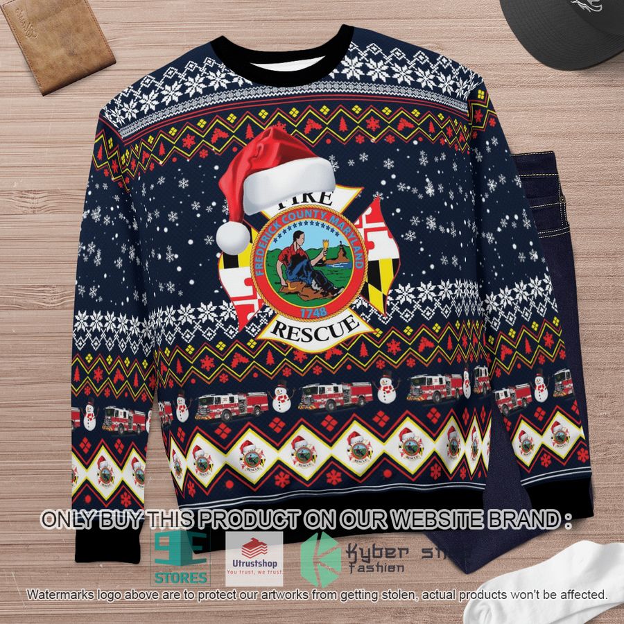 NEW Frederick County MD Fire & Rescue Christmas Sweater 6 frederick county md fire rescue christmas sweater 6 36032