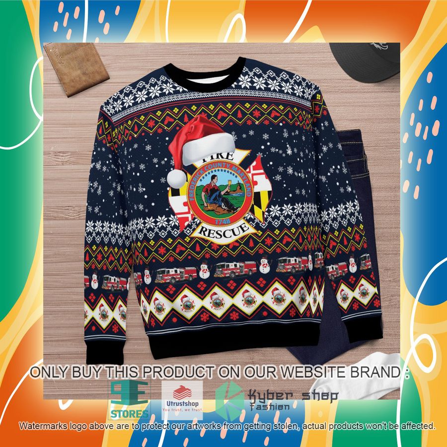 NEW Frederick County MD Fire & Rescue Christmas Sweater 7 frederick county md fire rescue christmas sweater 7 4804