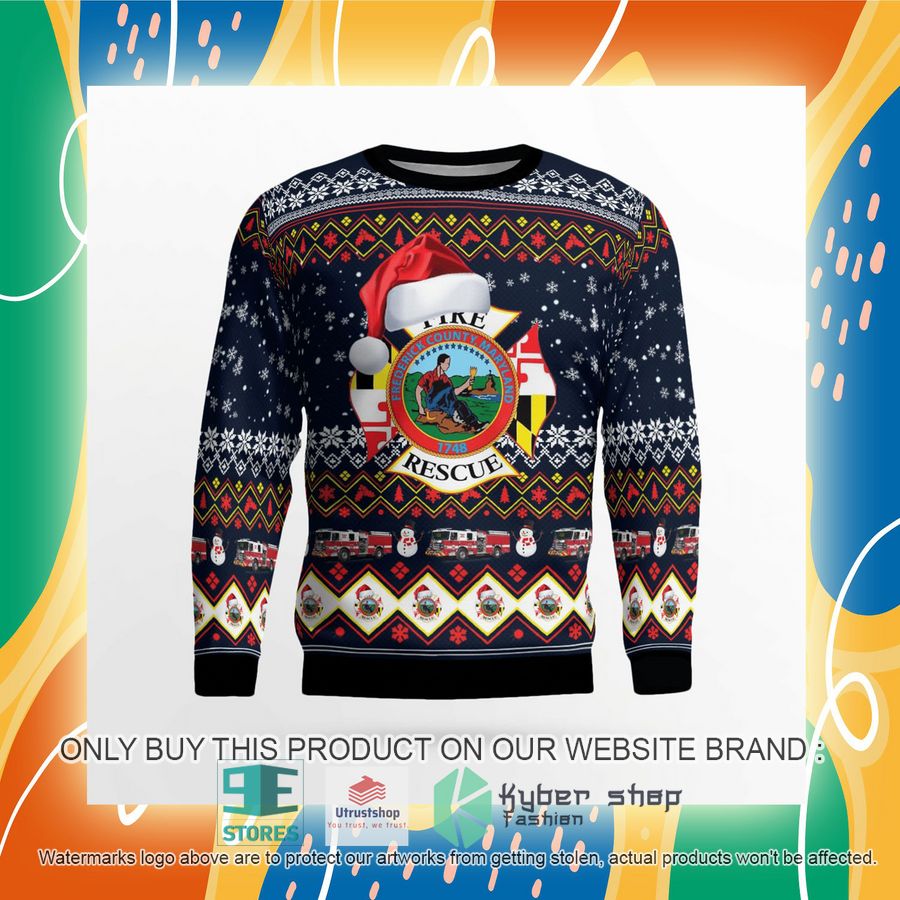 NEW Frederick County MD Fire & Rescue Christmas Sweater 8 frederick county md fire rescue christmas sweater 8 19237