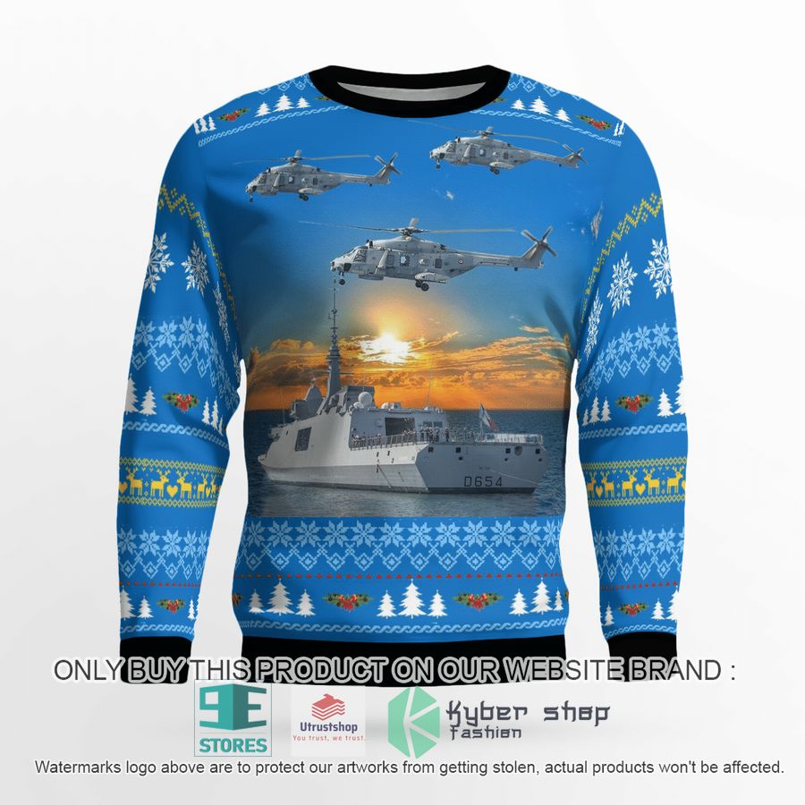 french navy ship auvergne nh90 helicopter christmas sweater 2 66095