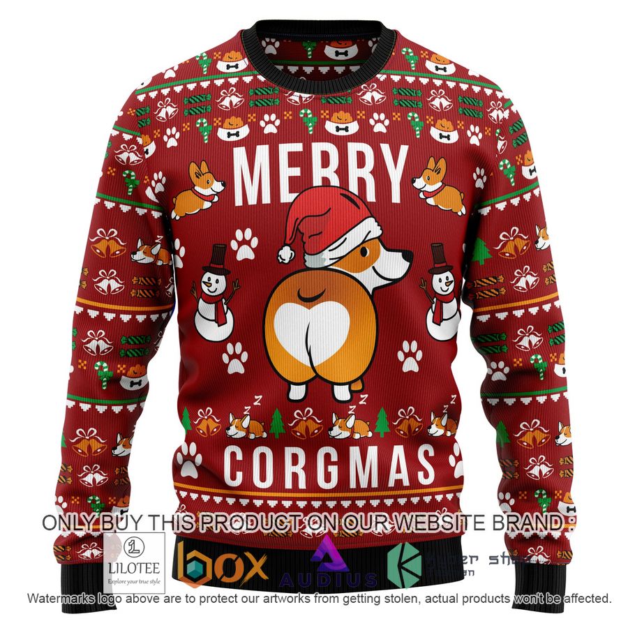 funny corgi merry x mas ugly christmas sweater 1 15453