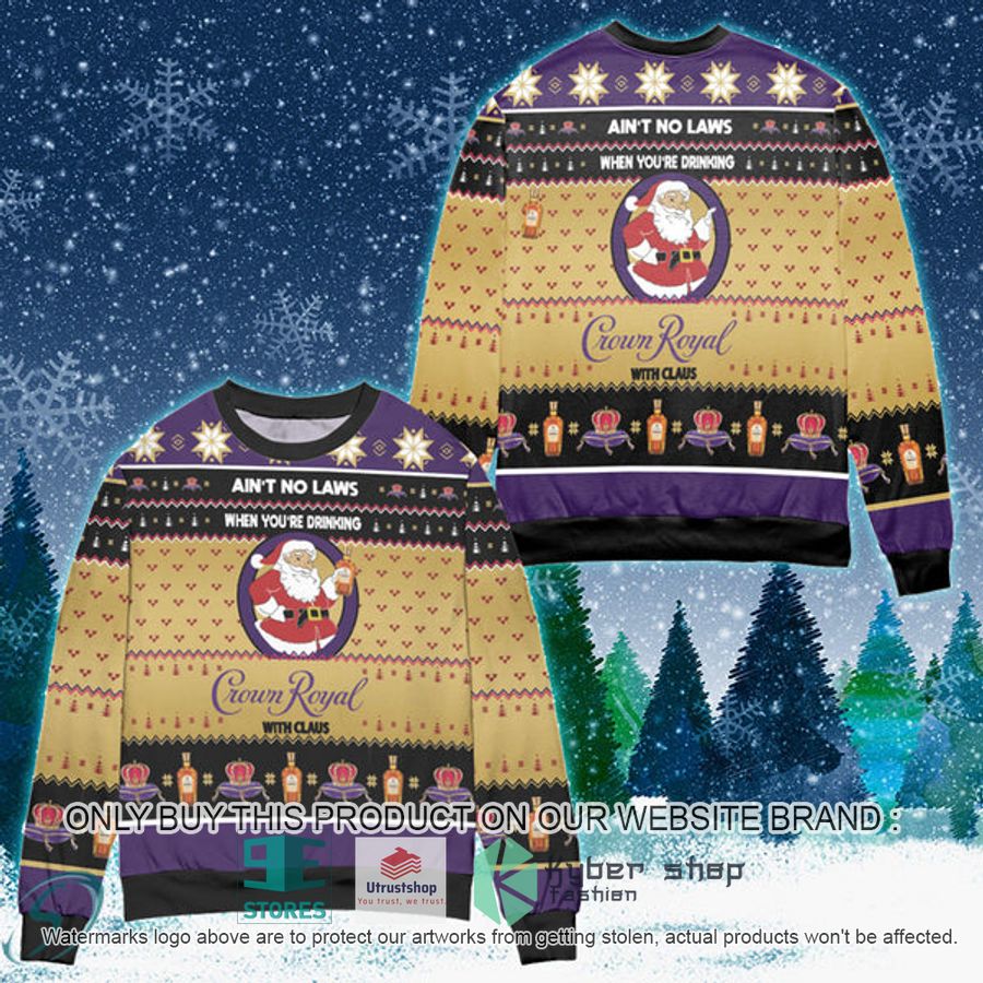 funny when youre drinking crown royal with santa claus ugly christmas sweater 1 42603