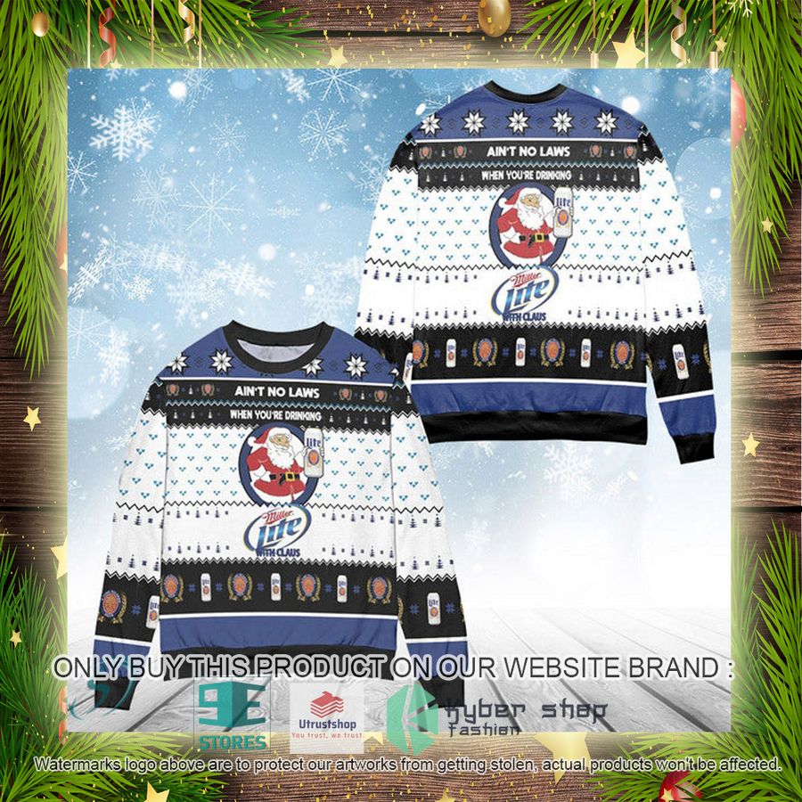 NEW Funny When You're Drinking Miller Lite With Santa Claus Christmas Ugly Sweater 4 funny when youre drinking miller lite with santa claus ugly christmas sweater 4 29256