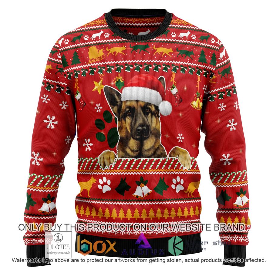 german shepherd waiting for christmas ugly christmas sweater 1 63175