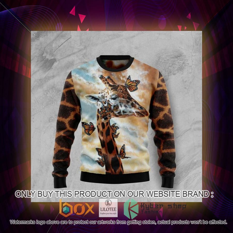 Giraffe Butterfly Ugly Christmas Sweatshirt 3 giraffe butterfly ugly christmas sweatshirt 3 40615