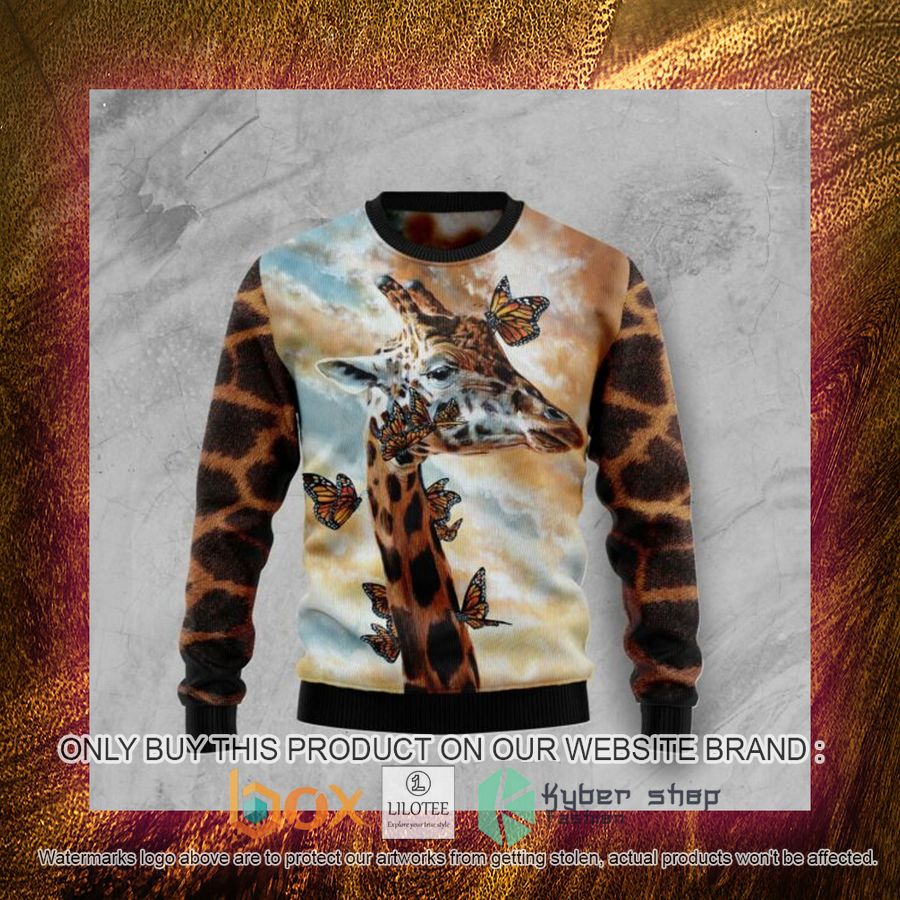 Giraffe Butterfly Ugly Christmas Sweatshirt 4 giraffe butterfly ugly christmas sweatshirt 4 51106