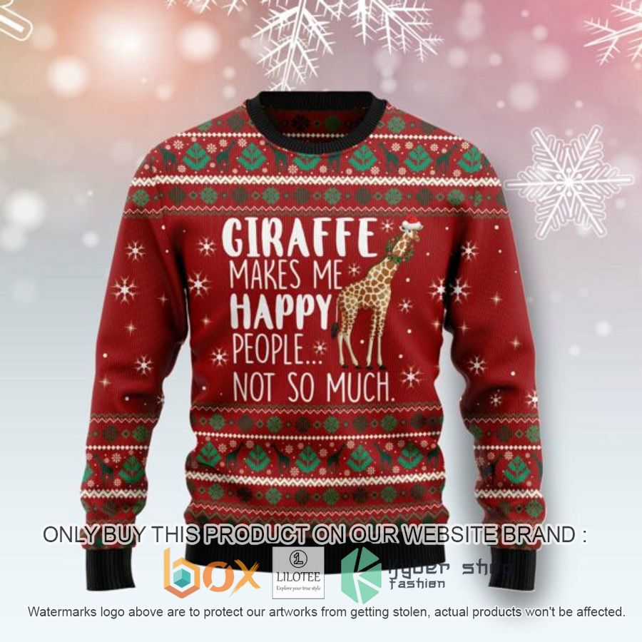 giraffe makes me happy ugly christmas sweatshirt 1 78644